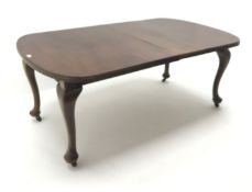 Early 20th century mahogany telescopic dining table, two leaves, cabriole legs on pad feet, W181cm,