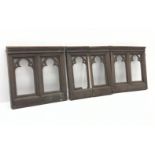 Two double and two single Gothic style timber window frames, W70cm, H74cm and W34cm,