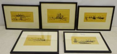 William Minshall Birchall (American 1884-1941): Shipping Studies,