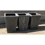 Set three square tapering poly planter, W30cm, H46cm,