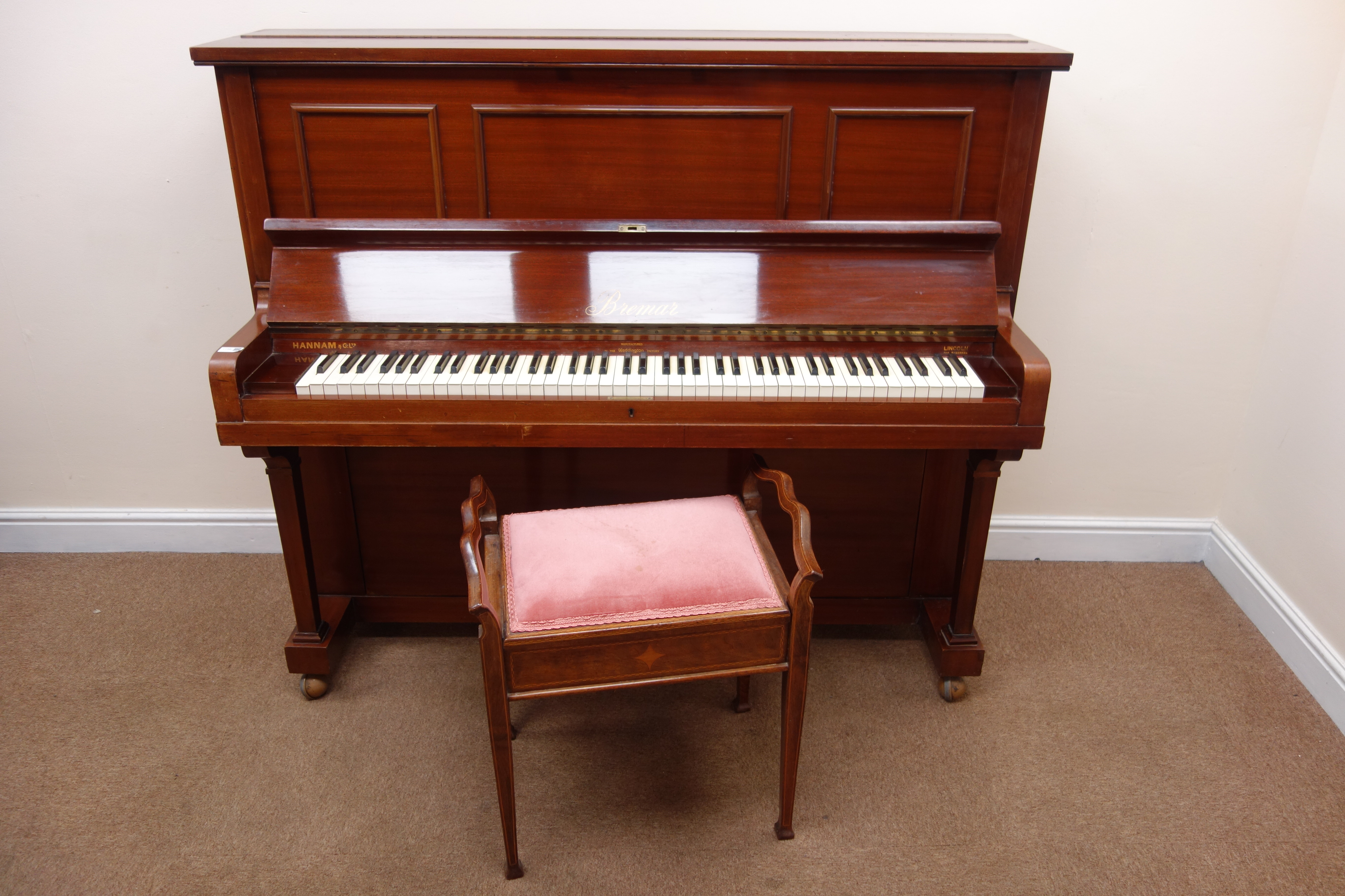 Waddington & Sons Ltd Model Two Bremar overstrung mahogany cased upright piano (W151cm, H127cm, - Image 2 of 9