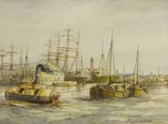 Max Parsons (British 1915-1998): 'Tugging Out of Dock - Hull', watercolour signed,