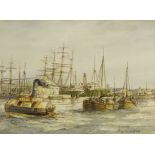Max Parsons (British 1915-1998): 'Tugging Out of Dock - Hull', watercolour signed,