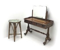 Early 20th century mahogany washstand, raised back, two drawers,