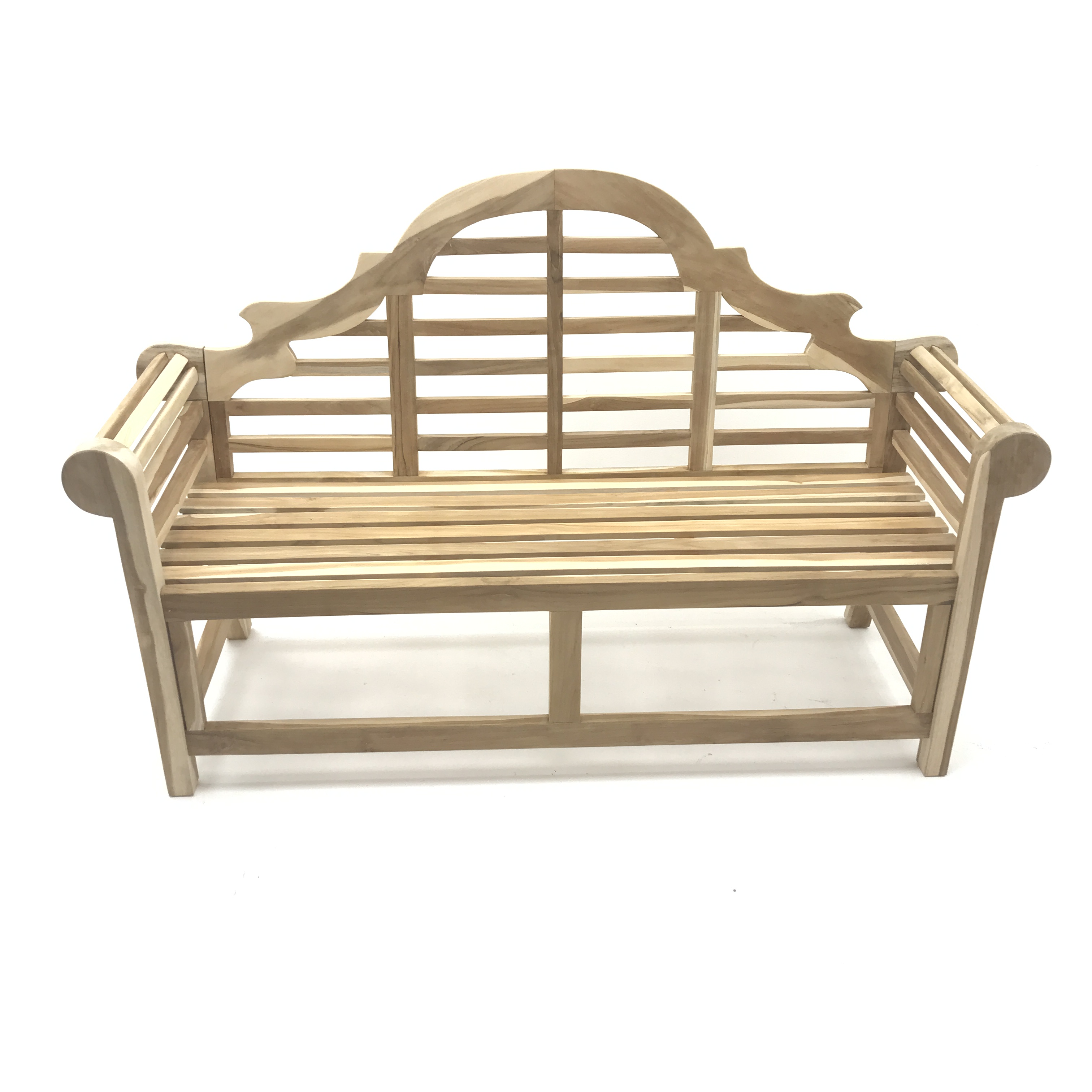 Teak Lutyens style bench, - Image 2 of 2