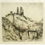 James Hamilton Hay (British 1874-1916): Corfe Castle, two drypoint etchings signed in pencil 25.