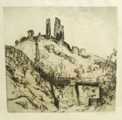 James Hamilton Hay (British 1874-1916): Corfe Castle, two drypoint etchings signed in pencil 25.