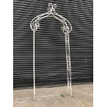 Cream painted metal garden arch arbor, H240cm,