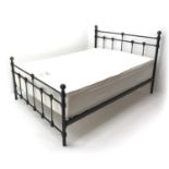 Victorian style 4'6" double bed with Myers Plaza mattress, W144cm, H107cm,