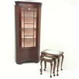 19th century inlaid mahogany floor standing corner display cabinet,