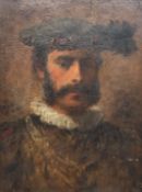 Elias Mollineaux Bancroft (British 1846-1924): Portrait of a Tudor Gentleman, oil sketch on board,