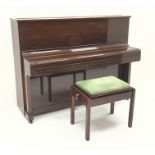 John Broadwood mahogany cased overstrung cast iron upright piano (W143cm, H110cm,