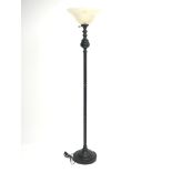 Black painted standard lamp, H170cm Condition Report <a href='//www.