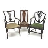 18th century walnut dining chair on reduced legs,