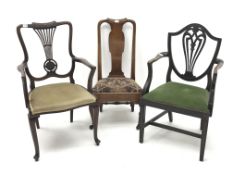 18th century walnut dining chair on reduced legs,