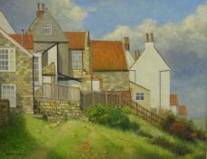 Neville R Gray (British 20th century): 'Old Cottages, Robin Hoods Bay',