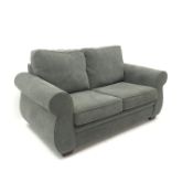 Two seat sofa bed upholstered in a grey fabric (W168cm) and a matching standard three seat sofa