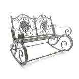 Silver finish two seat garden rocking bench,