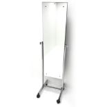 Chrome framed dressing mirror on castors, W47cm,