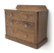 Early 20th century mahogany chest, shaped raised back, two short and two long drawers, plinth base,