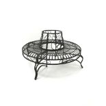 Circular matt black finish surround tree bench H78cm, W140cm,