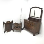 Edwardian dressing chest, raised mirror back above two short and two long drawers,