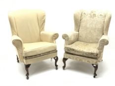 Two wingback armchairs, cabriole legs, W85cm Condition Report <a href='//www.