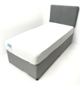 Pair 3' single divan beds with mattresses and headboards, W92cm, H118cm,