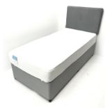 Pair 3' single divan beds with mattresses and headboards, W92cm, H118cm,