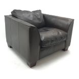 Art Deco style brown leather upholstered armchair,