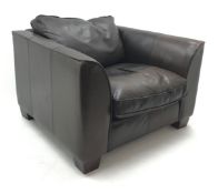Art Deco style brown leather upholstered armchair,