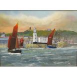 Robert Sheader (British 20th century): The Herring Fleet leaving Scarborough Harbour,