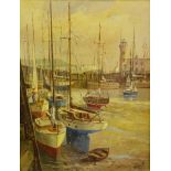 Don Micklethwaite (British 1936-): Pleasure Boats in Scarborough Harbour,