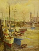 Don Micklethwaite (British 1936-): Pleasure Boats in Scarborough Harbour,