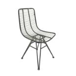 Retro industrial Eames style metal chair, out splayed supports,