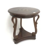 20th century inlaid mahogany circular lamp table,