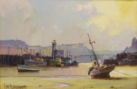 Don Micklethwaite (1936-): 'Inner Harbour Scarborough', oil on canvas board signed,