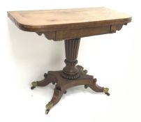 William lV mahogany table card table, folding top enclosing green baise,