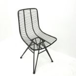 Retro industrial Eames style metal chair, out splayed supports,