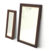20th century oak framed bevel edge mirror (W42cm,