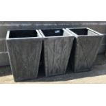 Set three square tapering poly planter, W45cm, H68cm,