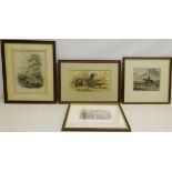 Greyhound Studies, four 18th and 19th century engravings hand coloured max 21.
