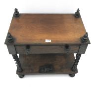 19th century mahogany side cabinet, four finials,