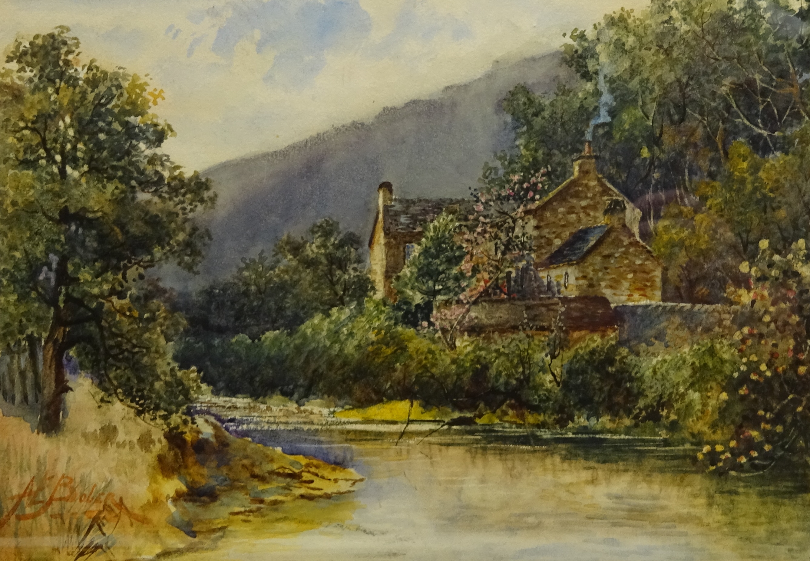 Albert Edward Boler (British 1865-1938): Country Cottages, two watercolours signed, one dated 1900, - Image 3 of 4