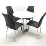Circular gloss white dining table, chrome finish pedestal base (D90cm,