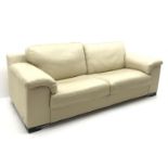 Violino three seat sofa upholstered in cream leather,