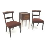 Pair 19th century mahogany dining chairs, upholstered seats,