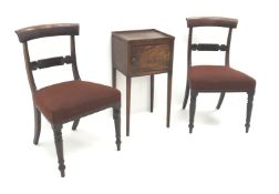 Pair 19th century mahogany dining chairs, upholstered seats,