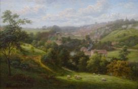 W Mellor (British 1851-1931): 'Knaresbro' and 'Knaresbro from Bilton Fields',