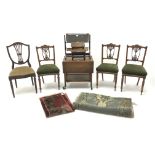 Set three Edwardian mahogany bedroom chairs, upholstered seat,
